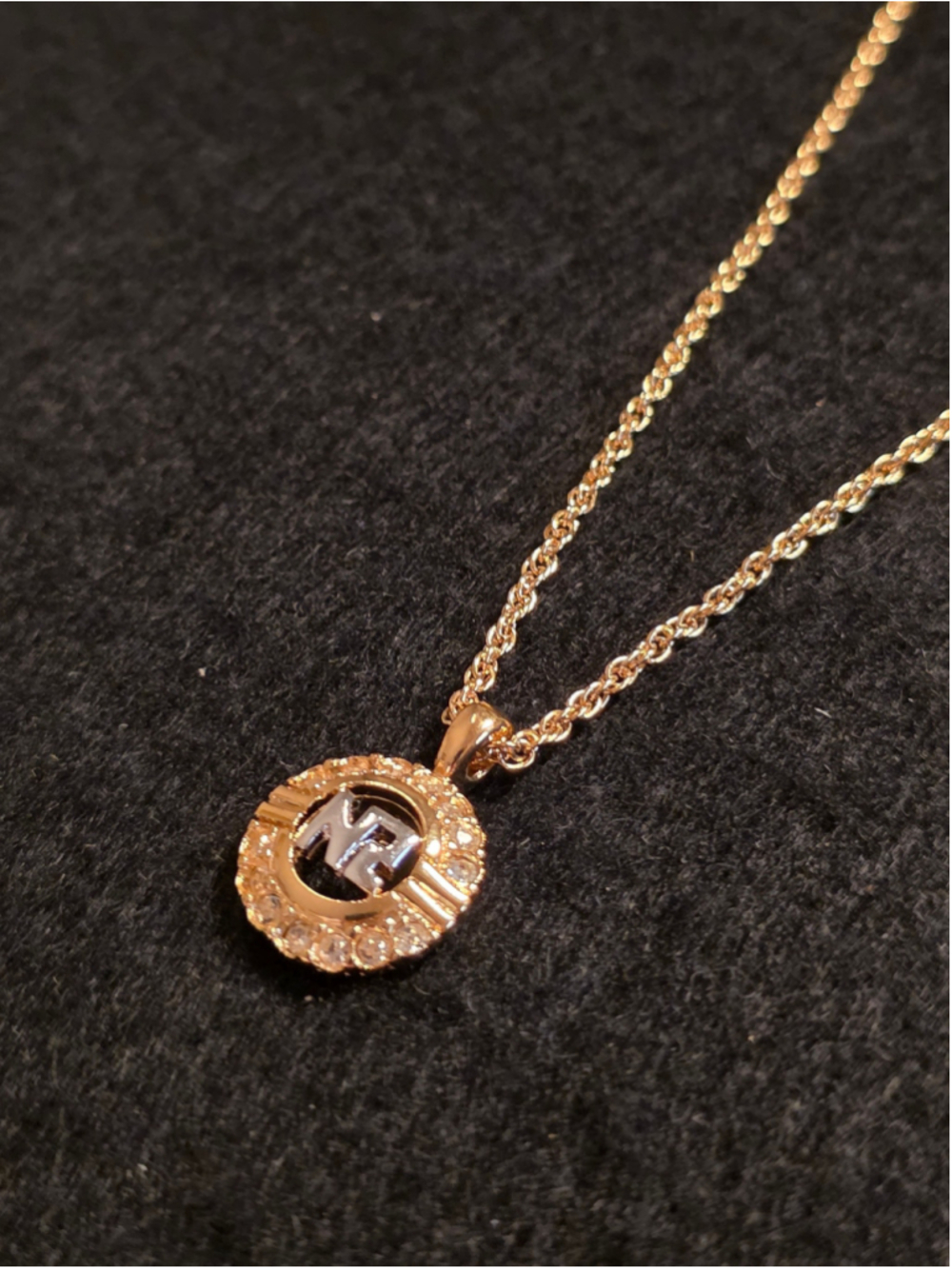 RARE 1980s Nina Ricci Crystal Monogram Necklace